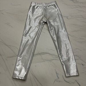 Silver metallic stretch leggings